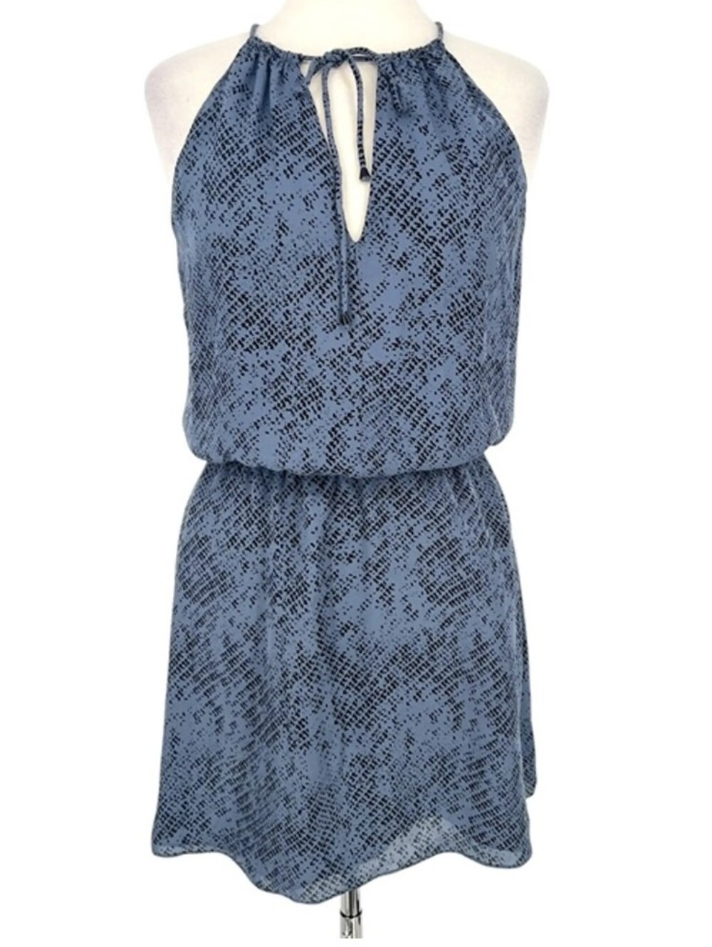 Parker Blue Printed Halter Mini Dress Sz.M NWT